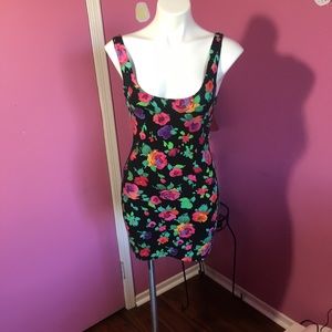 Oneil Sleeveless Fitted Floral Mini Dress